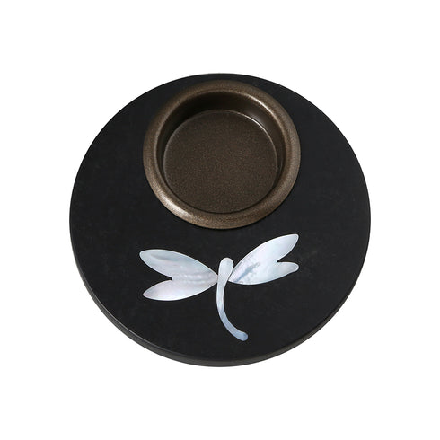 Round Tea Light Holder with Mother of Pearl Inlay